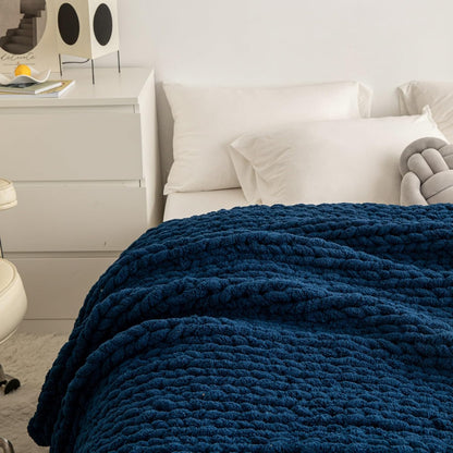 WESHIONGOO Chunky Knit Blanket Throw 40"*40" Knitted Throw Blankets for Couch Bed Fluffy Soft
