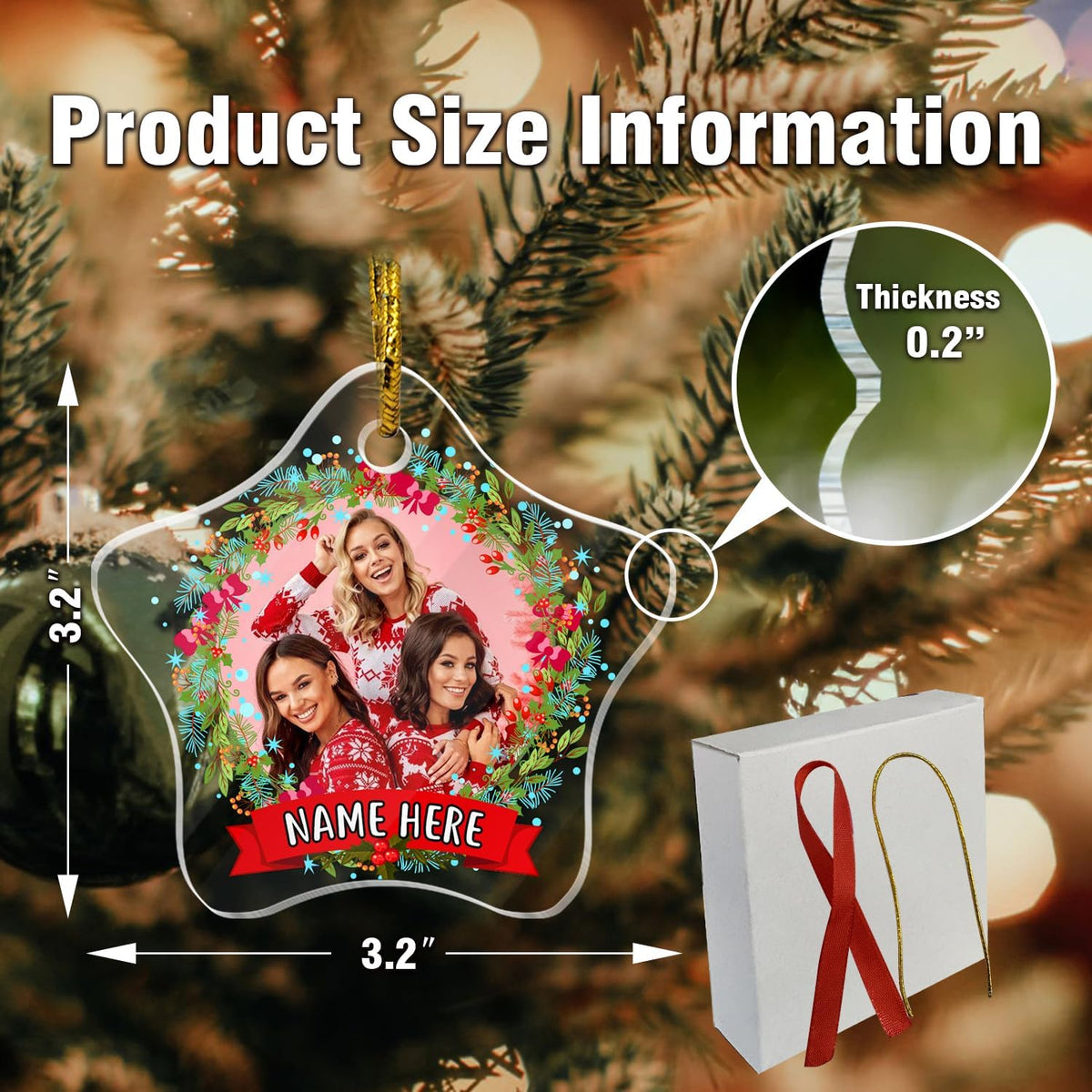 Personalized Christmas Ornaments, Crystal Custom Hanging Ornaments, Decorative Photo Hanging Glass