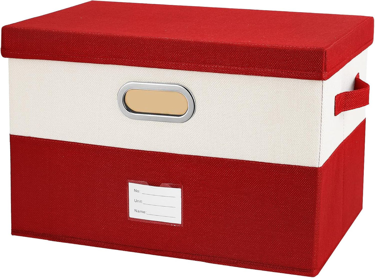 Large Linen Fabric Foldable Storage Bins with Removable Lid and Handles, Washable Storage Box