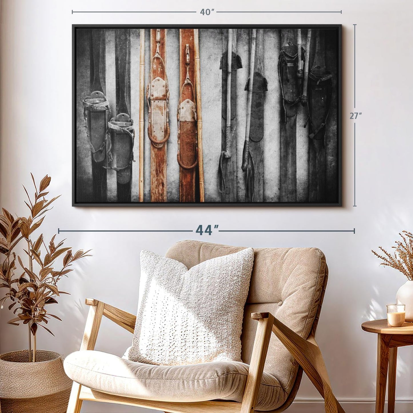 ElephantStock Ski Collection Wall Art - Horizontal Framed Canvas - 1-Piece Bathroom Wall Decor