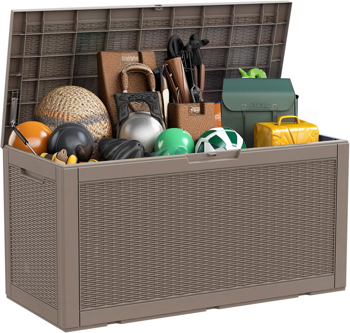 100 Gallon Outdoor Deck Box,Storage Lockable Waterproof Patio Furniture,Garden Tools,Cushions,Pool