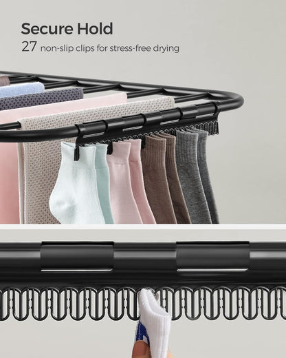SONGMICS Clothes Drying Rack, Foldable 2-Level Laundry Drying Rack, Free-Standing Laundry Airer