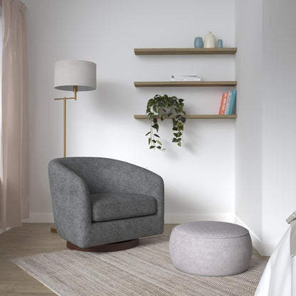 CHITA Swivel Accent Chair, FSC Certified Upholstered Fabric Barrel Chair for Living Room, Fully