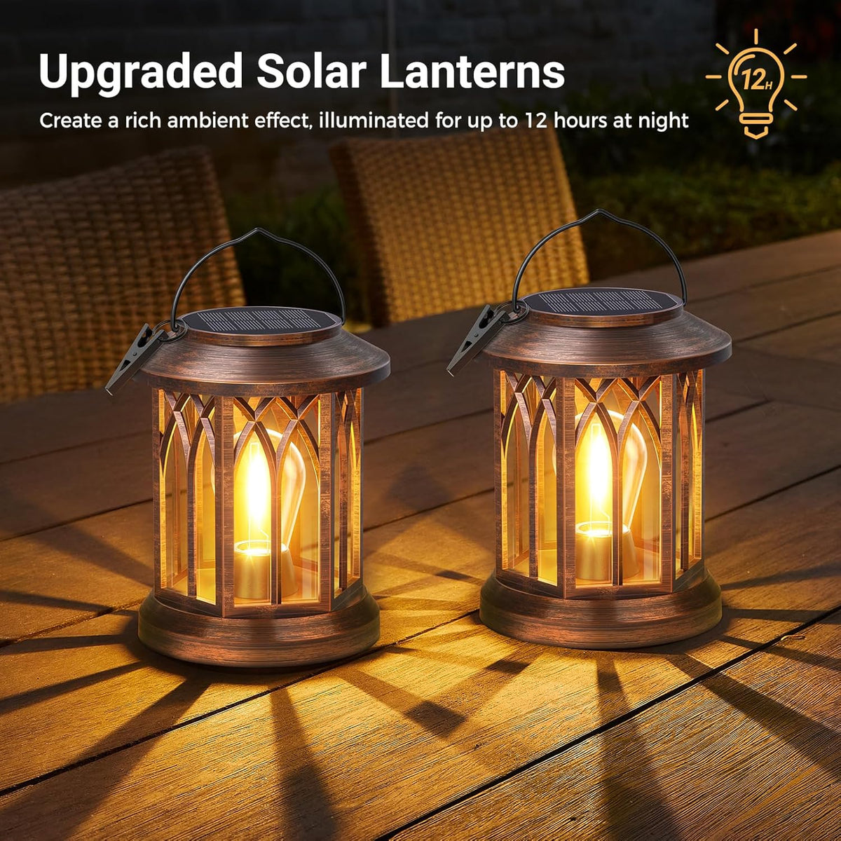 WdtPro Solar Lanterns Outdoor Hanging 6 Pack, Upgraded Bright Lantern Lights Outdoor Waterproof
