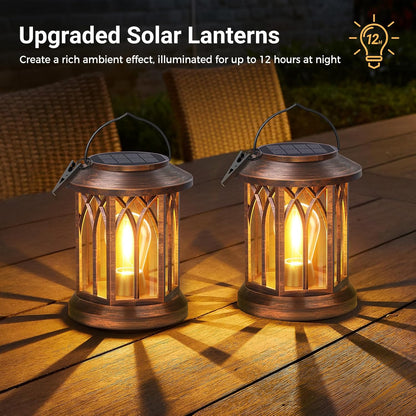 WdtPro Solar Lanterns Outdoor Hanging 6 Pack, Upgraded Bright Lantern Lights Outdoor Waterproof