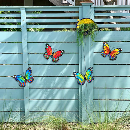 Oraytteo Metal Butterfly Outdoor Wall Decor - 4 Pack 9.8in Metal Butterflies Fence Art Decoration