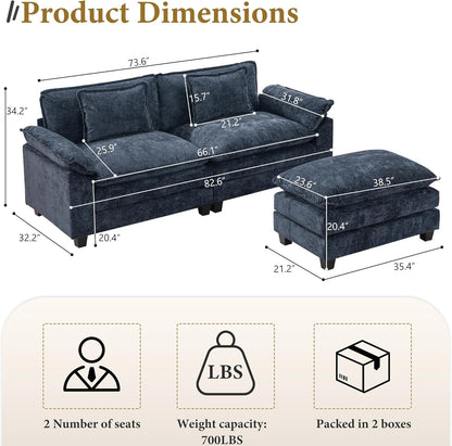 URRED Modular Sectional Sofa Comfy Cloud Couch, Modern Chenille Sofa Sleeper Deep Seat Couches with