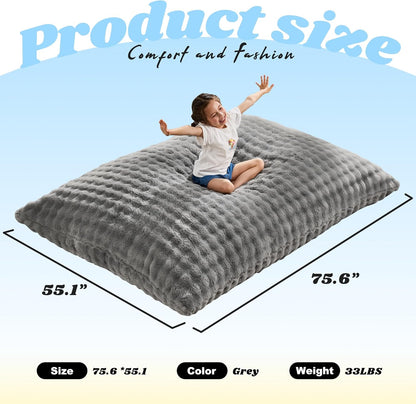 Hobestluk 3 in 1 Bean Bag Chair Giant Bean Bag Chairs for Adults with Bubble Cover Convertible Bean