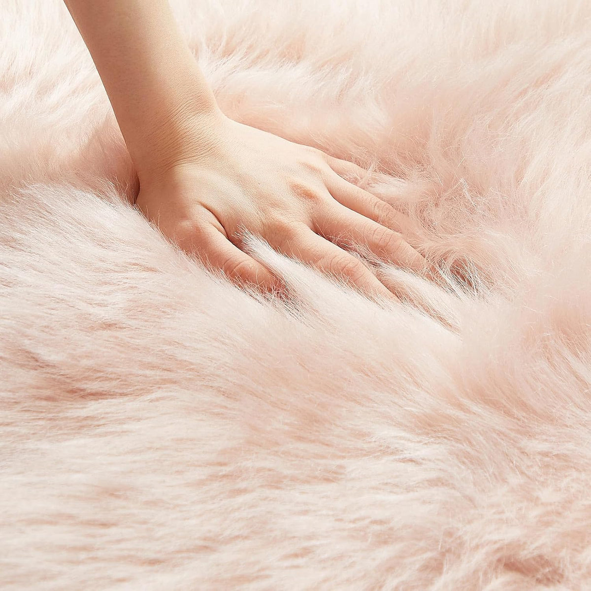 AMTOVO Faux Fur Rug, Pink Ultra Soft Fluffy Shag Sheepskin Rug, 2 x 6 ft Runner Area Rugs for