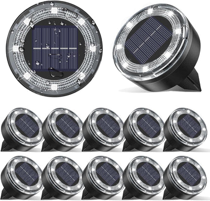 Mini Solar Ground Lights, 12 Pack Solar Lights Outdoor Waterproof, Upgraded LED Flat Landscape