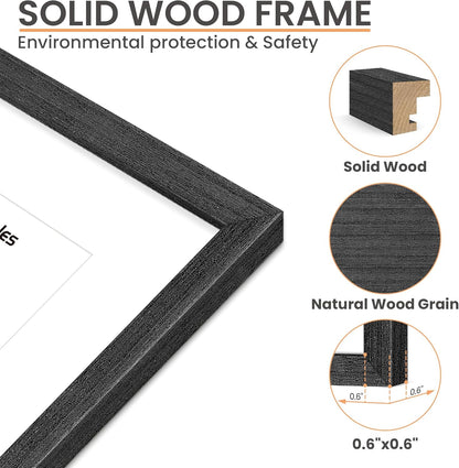 upsimples 11x14 Picture Frame, Natural Solid Wooden Picture Frames, Display 8x10 with Mat or 11 x
