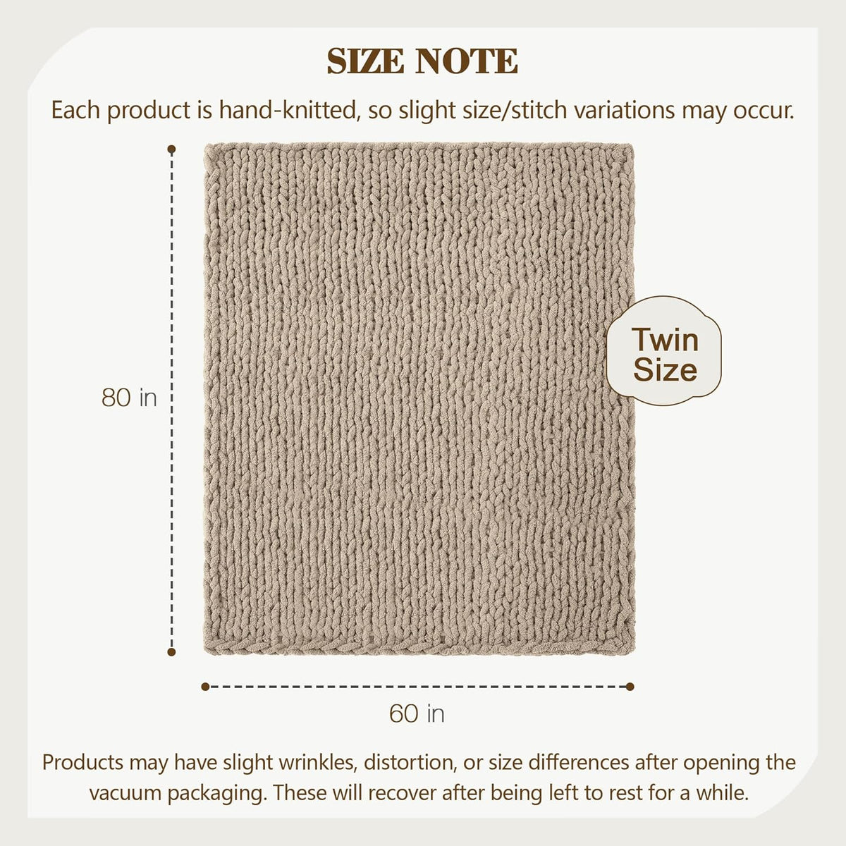 Carriediosa Chunky Knit Throw Blanket 60" X 80" Twin, 100% Hand Made Large Chenille Loop Yarn Soft