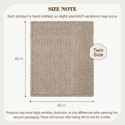 Carriediosa Chunky Knit Throw Blanket 60" X 80" Twin, 100% Hand Made Large Chenille Loop Yarn Soft