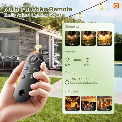 addlon 54(48+6) FT Solar String Lights Waterproof,Patio Lights Solar Powered with Remote& USB Port