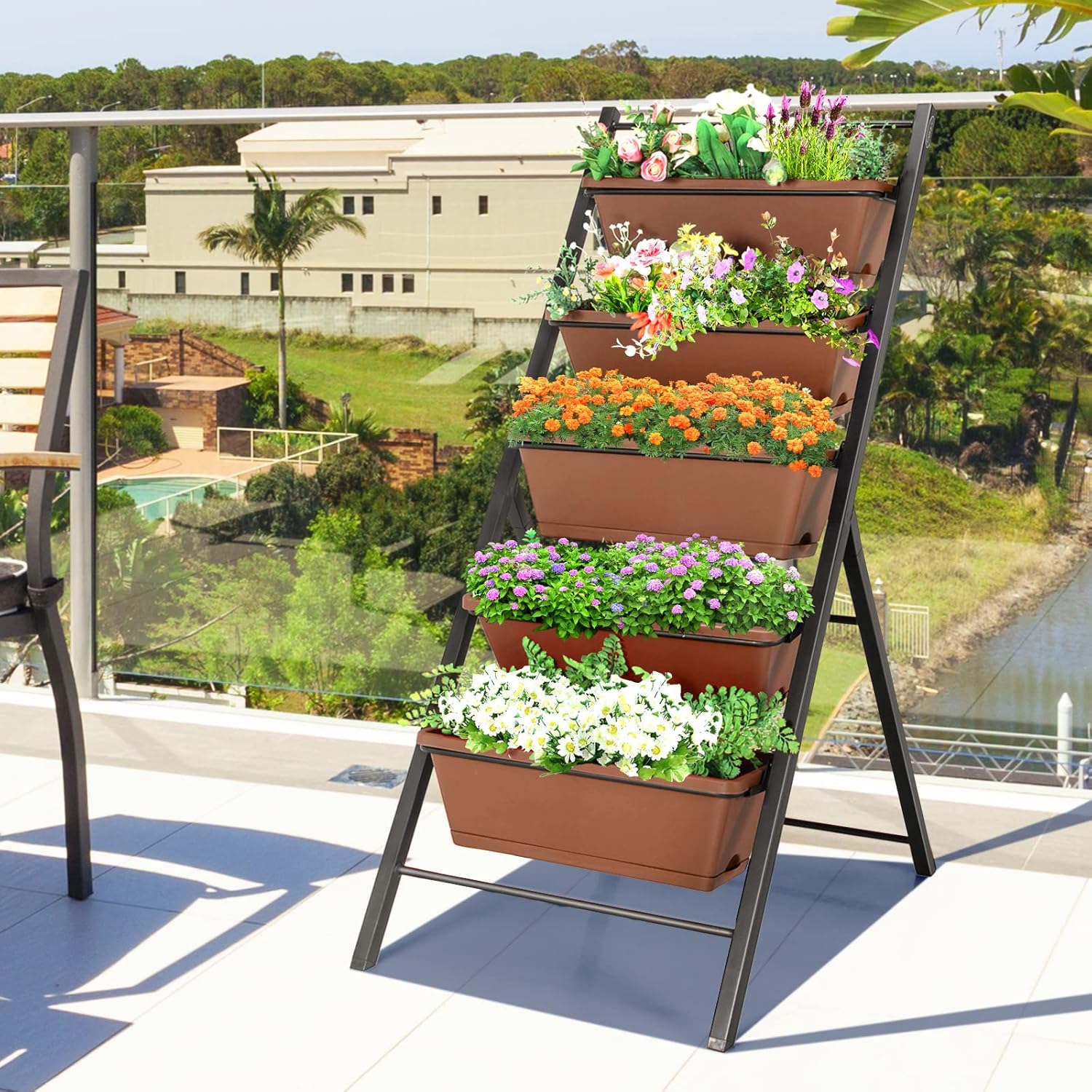 S AFSTAR 5-Tier Vertical Garden Planter, 5-Layer Raised Garden Bed with 5 Detachable Planter Boxes