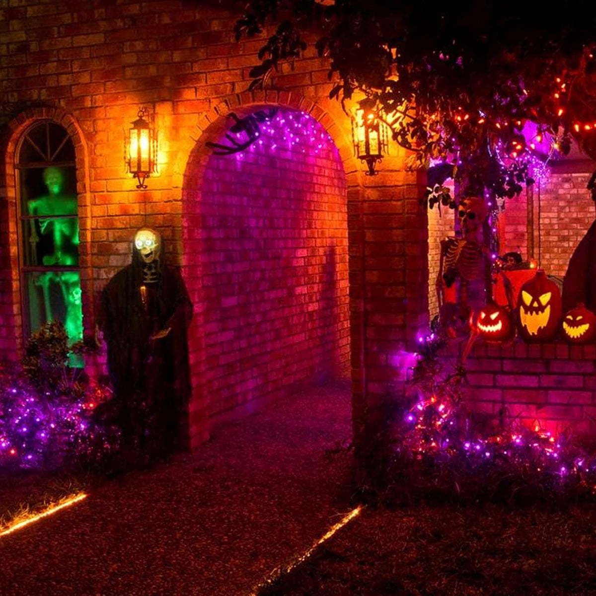 Dazzle Bright Purple and Orange Halloween Mini Lights, 20FT 100 Count Waterproof Incandescent