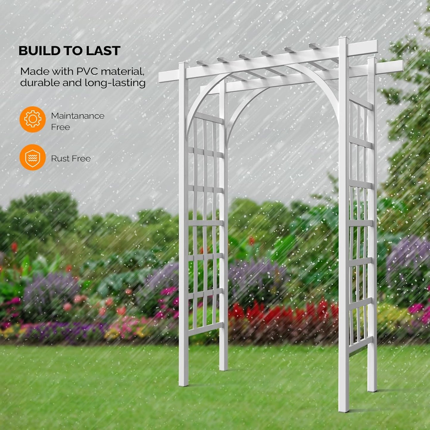 VINGLI Garden Arbor, PVC Wedding Arch for Ceremony Party, Garden Trellis for Climbing Plants