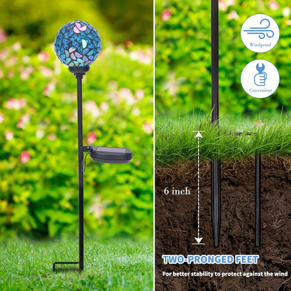 Afirst Solar Outdoor Lights Decorative Mosaic - Solar Garden Stakes Mosaic Gazing Ball Waterproof