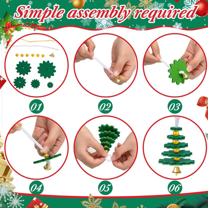 Hollowfly 24 Sets Felt Christmas Tree Ornament Craft Kit Small Layered Christmas Tree Felt Crafts