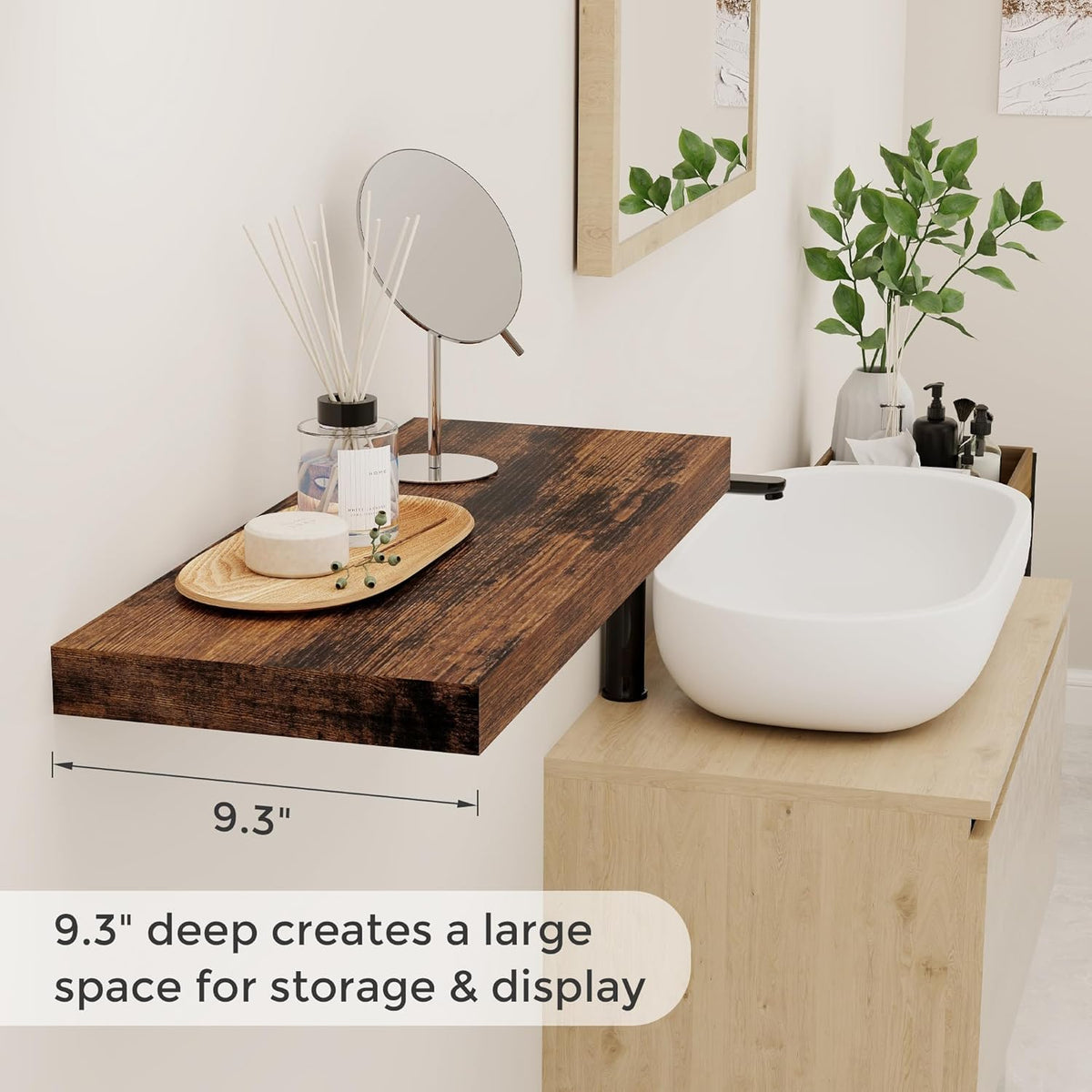 24 x 9 Floating Shelves, 9 Inch Deep Floating Shelf Wall Mounted, 24 Inch Bathroom Shelves Set of