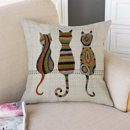 TSSOHU Cute Animal Cat Throw Pillow Cover Patio Furniture Knitted Design Kitten Family Decorative