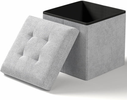 15 Inches Small Folding Storage Ottoman Cube, Storage Footrest, Foot Rest Stool, for Living Room