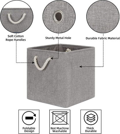 Bidtakay Grey Baskets Foldable Storage Cube Bins 13x13x13 Cube Storage Organizer Closet Set of 3