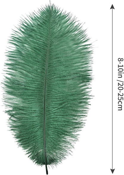THARAHT Blackish Green Ostrich Feathers 12pcs Natural Bulk 8-10Inch 20cm-25cm for Crafts Wedding