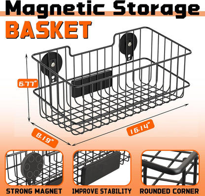ULIBERMAGNET Magnetic Baskets, Large Capacity Metal Wire Mesh Basket Holder Organizer for Sundry