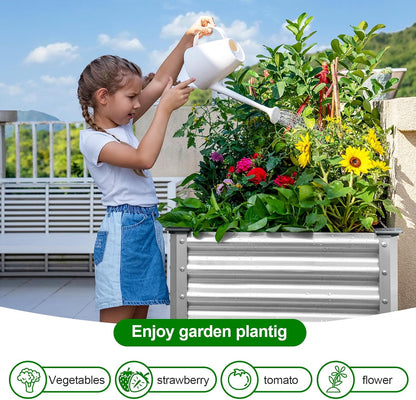 Land Guard 2Pcs Galvanized Raised Garden Bed with Legs, 48×24×32in Large Metal Elevated Raised