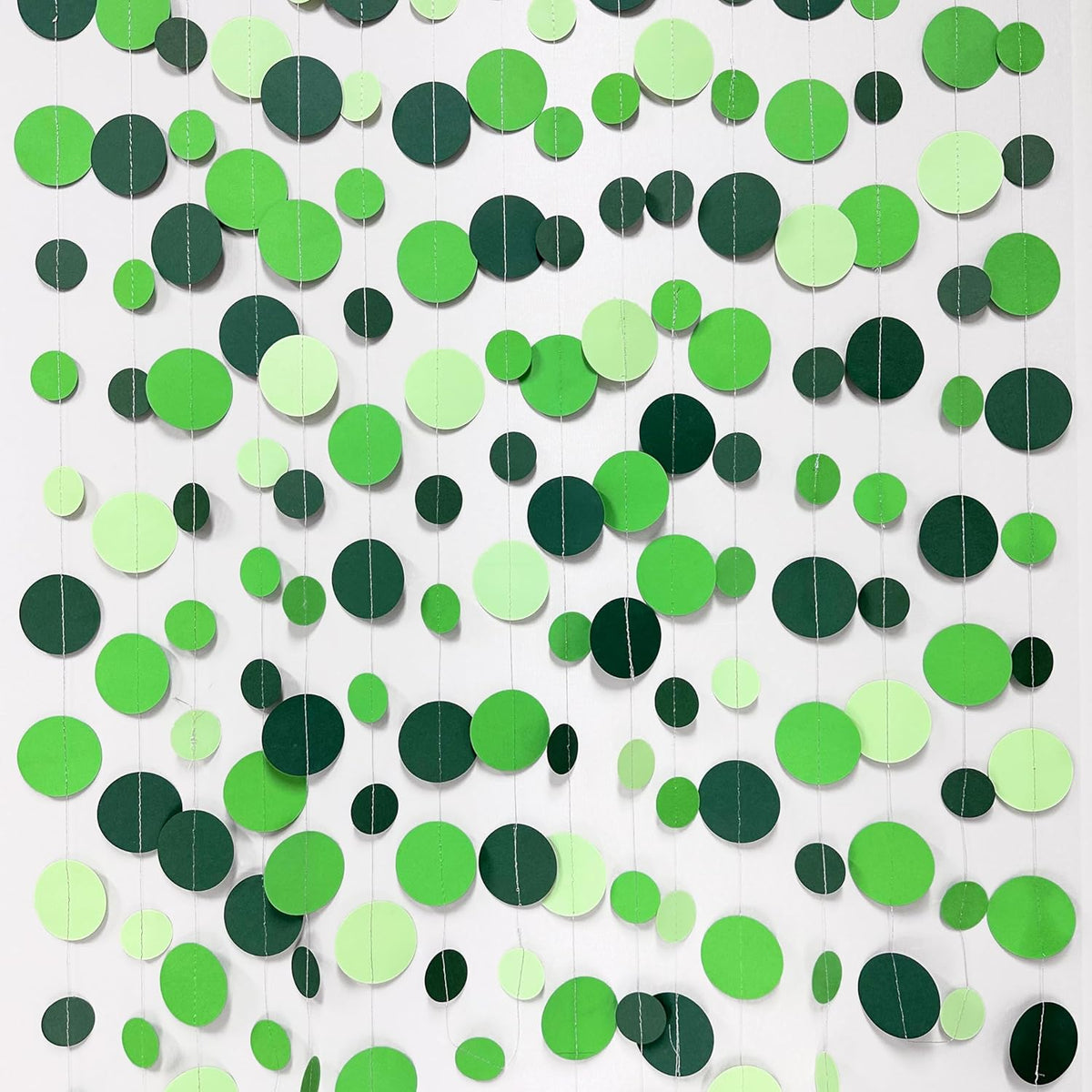 Green Party Decorations Ombre Green Circle Dots Garland Hanging Paper Polka Dot Streamer for