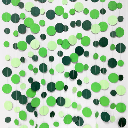 Green Party Decorations Ombre Green Circle Dots Garland Hanging Paper Polka Dot Streamer for
