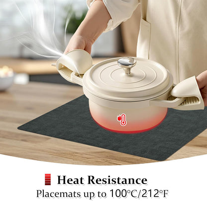 FROMHEART Faux Leather Placemats Set of 6–Waterproof,Heat/Oil Stain-Resistant PU Table