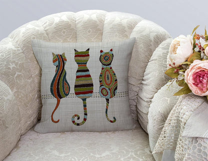TSSOHU Cute Animal Cat Throw Pillow Cover Patio Furniture Knitted Design Kitten Family Decorative