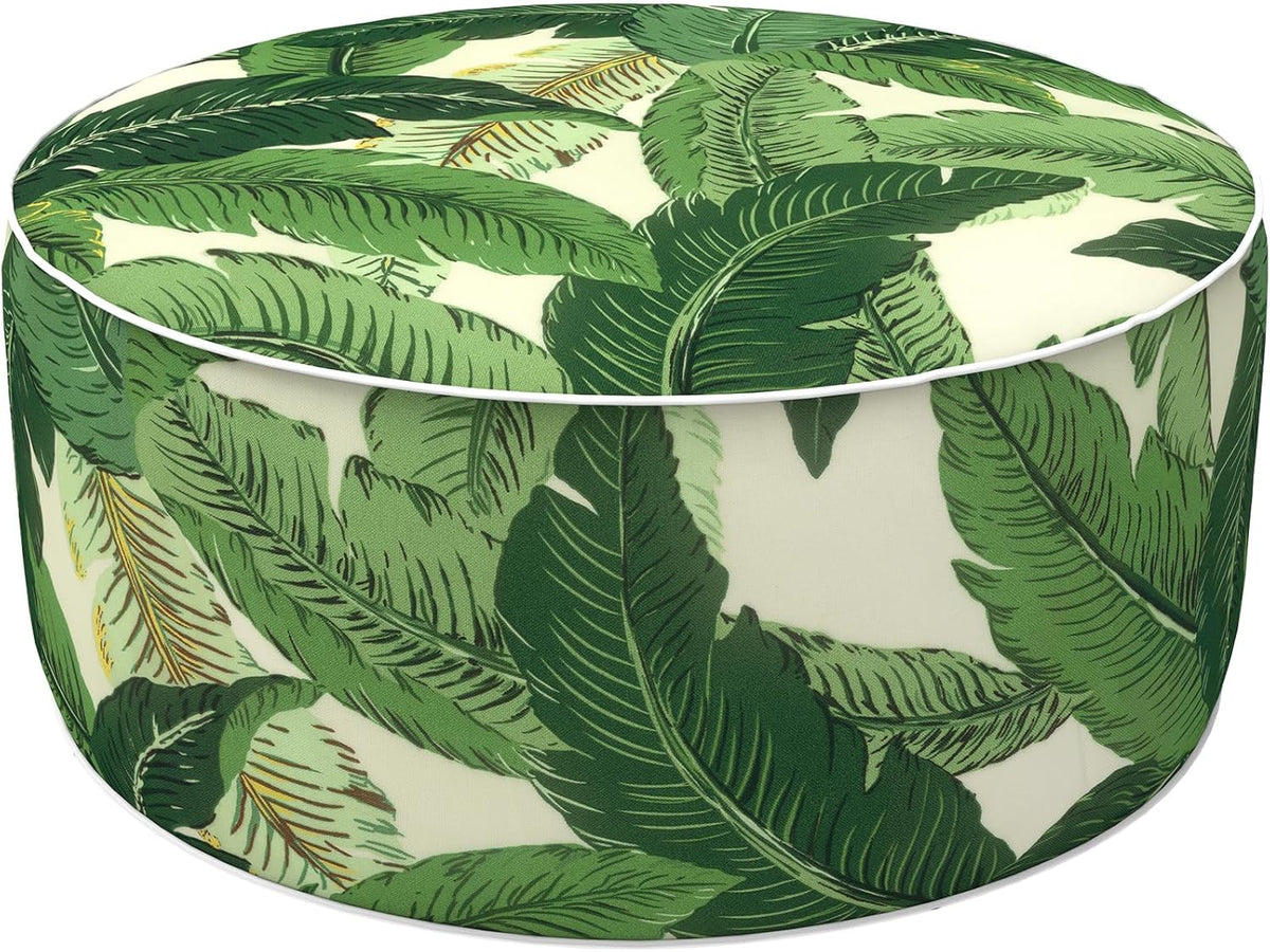 LVTXIII Outdoor/Indoor Round Inflatable Ottoman, All Weather Patio Footstool, Portable Footrest