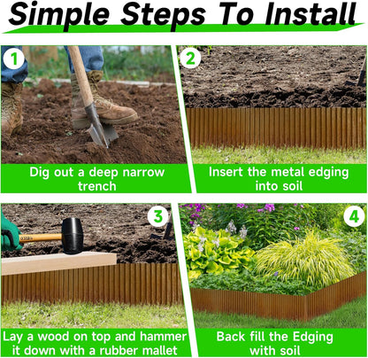 Corrugated Garden Edging,6"×40Ft Pre-Rusted Landscape Edging & Lawn Edging Border,Metal Garden