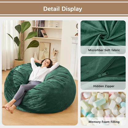 Bean Bag Chairs for Adults - Memory Foam Furniture BeanBag Chair - Kids/Teens Sofa with Soft Micro