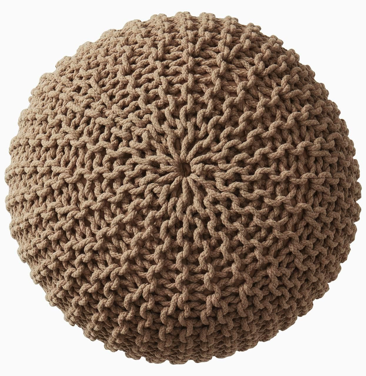Ornavo Home Pouf Ottoman Foot Rest - 100% Cotton Pouffe - Hand Knitted Cable Braid Cord - Boho