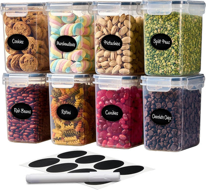 DWËLLZA KITCHEN Airtight Food Storage Container Set - 8 Pieces 1.4L - Plastic BPA Free Kitchen