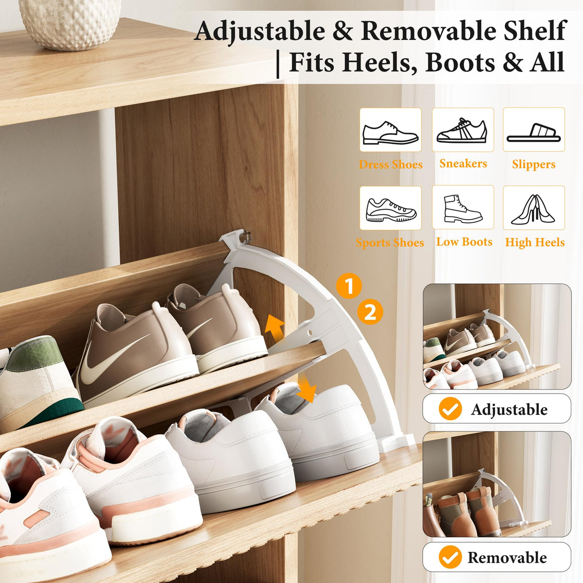 Nicetree Shoe Storage Cabinet for Entryway - Flip Shoe Cabinet with Tiered Fluted Design - Slim
