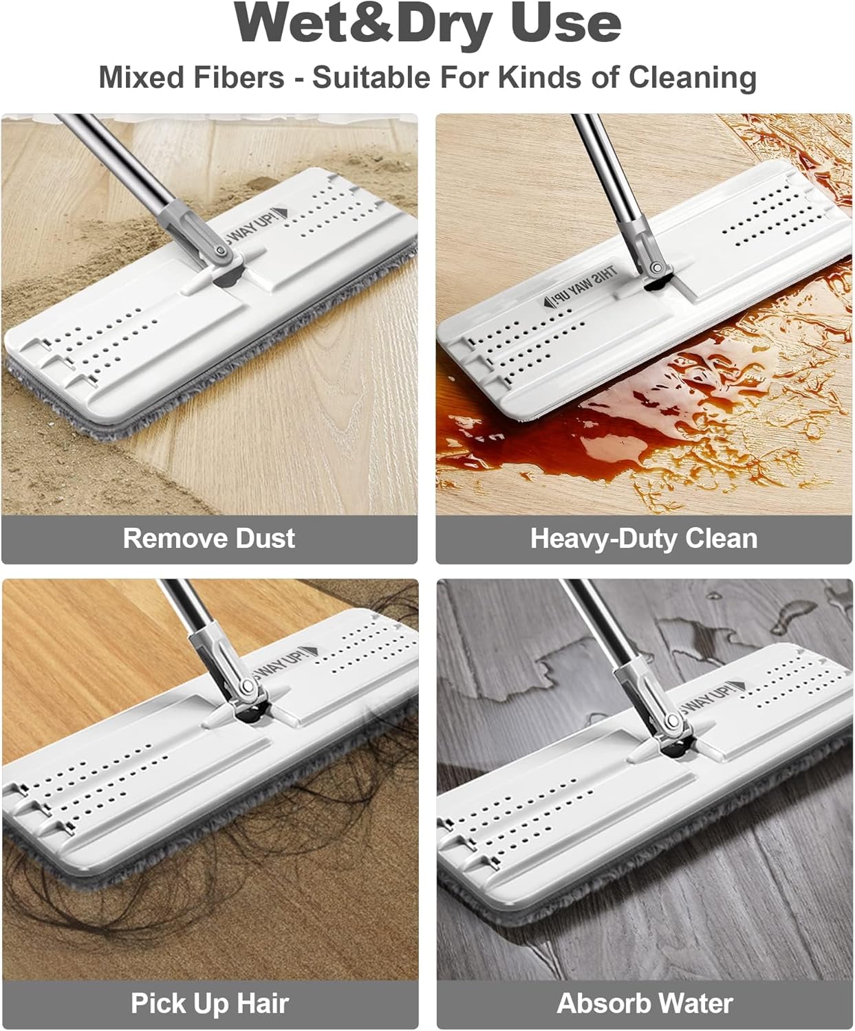 JOYMOOP Mop Replacement Pads, Reusable Microfiber Mop Pads for 13-inch Flat Mop and Mop Bucket Set