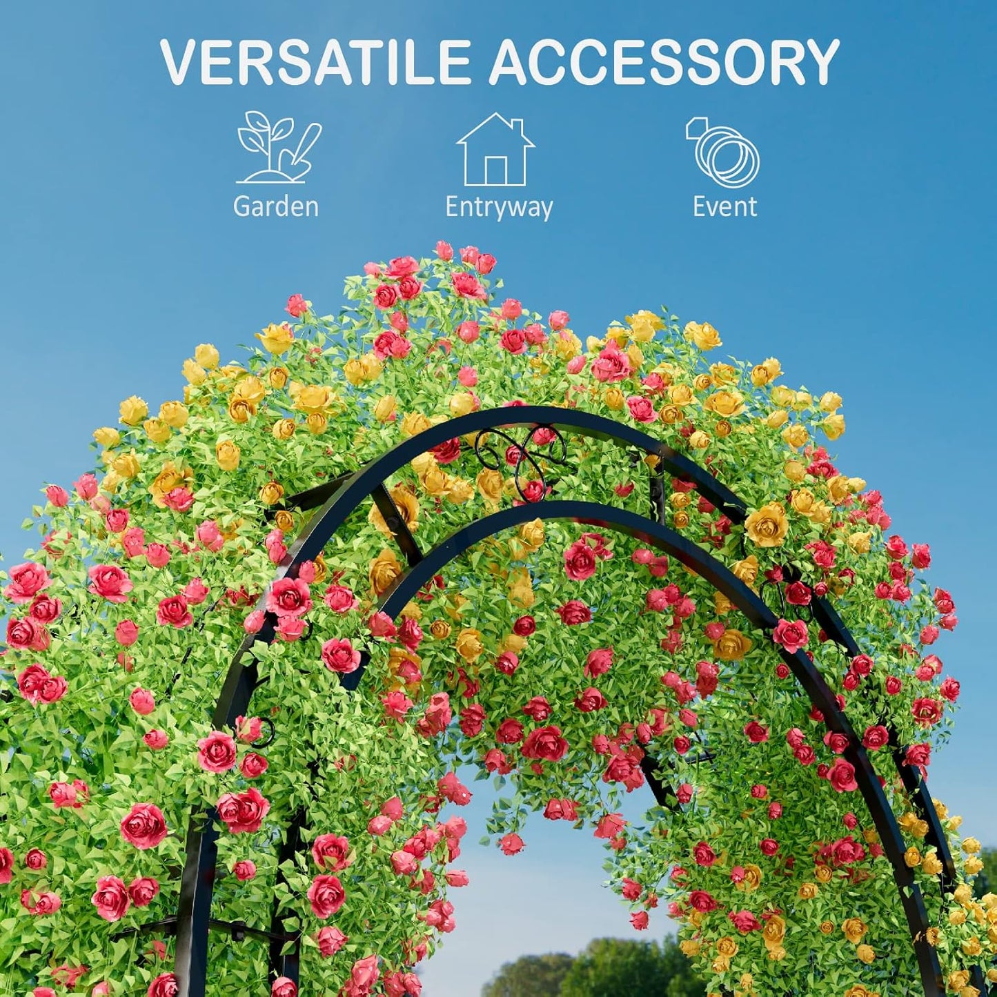 88in Steel Garden Arch Arbor Trellis for Climbing Plants Outdoor,Yard,Garden,Climbing Plants 7ft