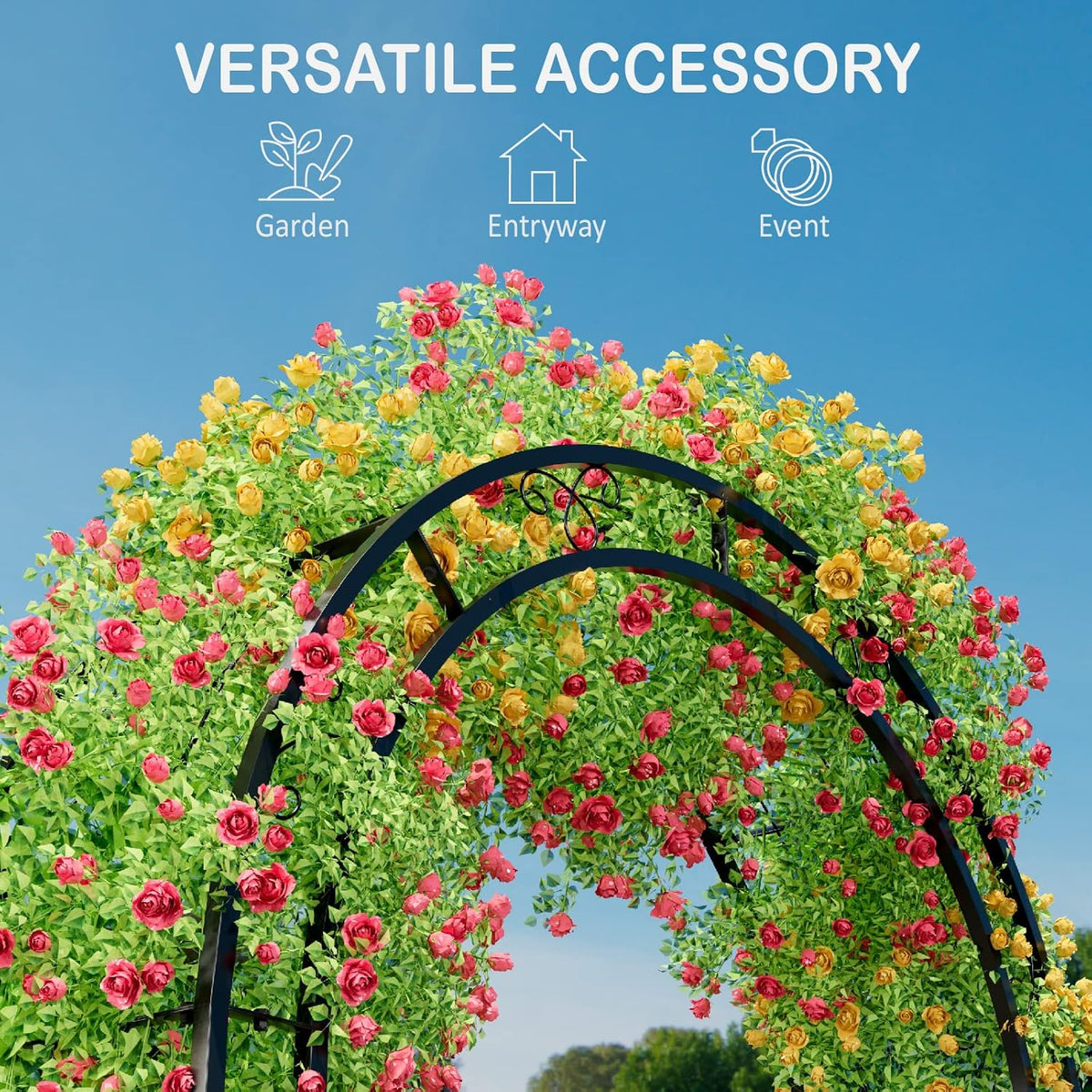 88in Steel Garden Arch Arbor Trellis for Climbing Plants Outdoor,Yard,Garden,Climbing Plants 7ft