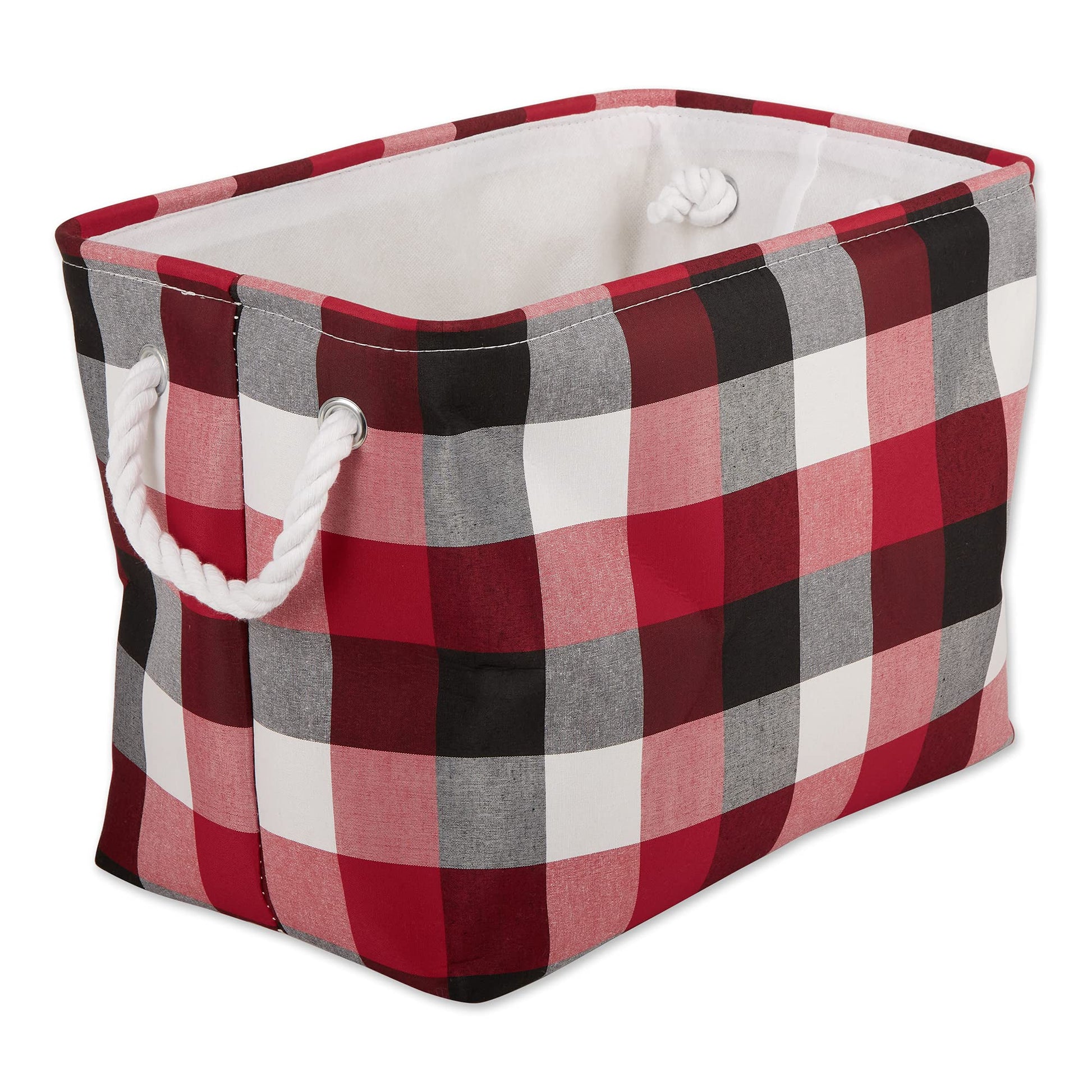 DII Buffalo Check Storage Collection Collapsible Bin with Handles, Large Rectangle, 17.5x12x15, Tri