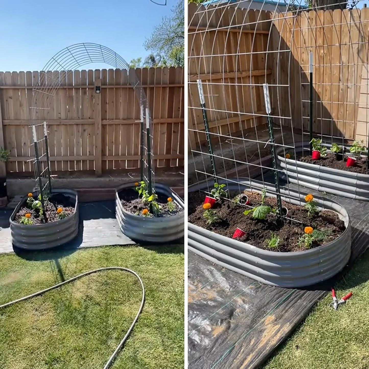 2 Pack 6x3x1FT Galvanized Raised Garden Bed Kit Oval Metal Ground Planter Box Outdoor Bottomless