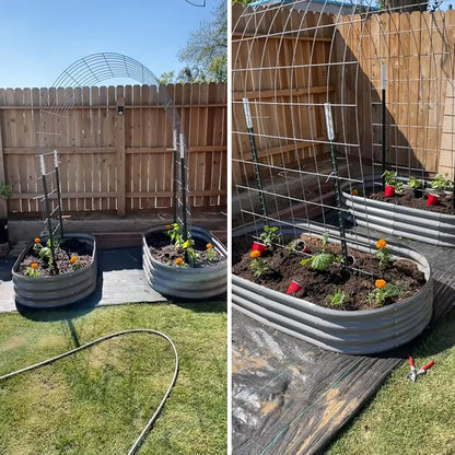 2 Pack 6x3x1FT Galvanized Raised Garden Bed Kit Oval Metal Ground Planter Box Outdoor Bottomless