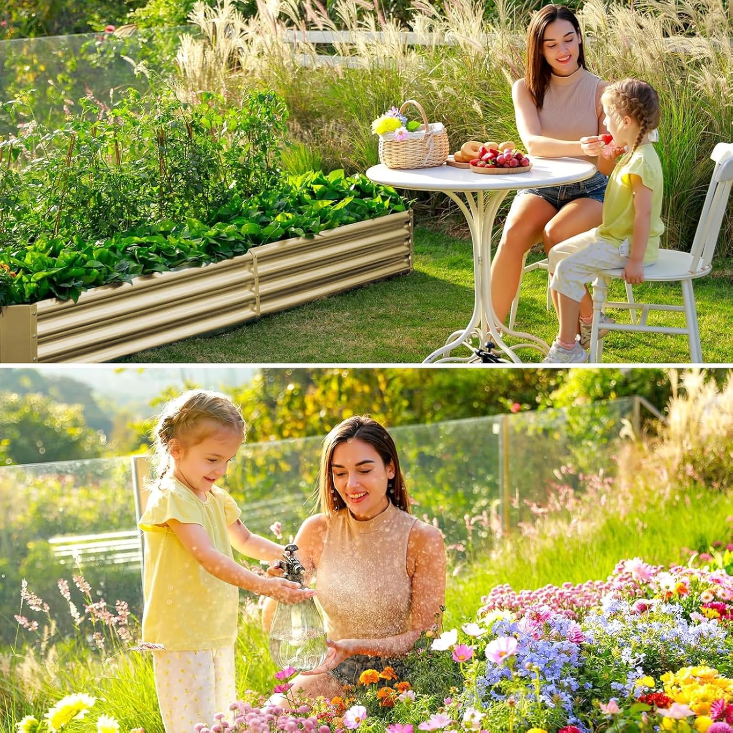 Land Guard 2 Pack 8×4×1ft Galvanized Metal Raised Garden Bed, Metal Planter Kit Box Outdoor for