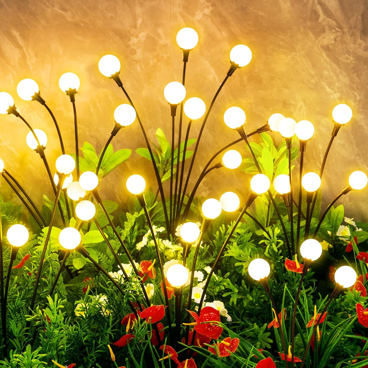 Solar Lights Outdoor Waterproof 4 Pack of 32 LEDs Garden Patio Firefly Decoration Unique Gifts