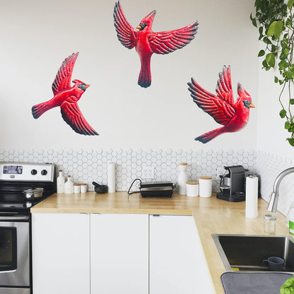 J-Fly Metal Red Bird Wall Decoration Bird Wall Hanging Decor Outdoor Metal Wall Art Cardinal