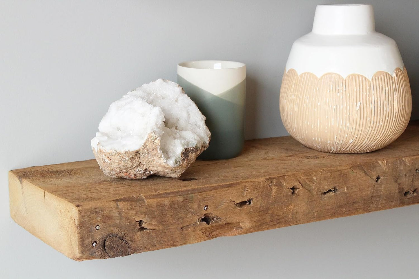 Urban Legacy Reclaimed Barnwood Planks | Floating Shelves for Wall w/Flush Mount Shelf Bracket Set